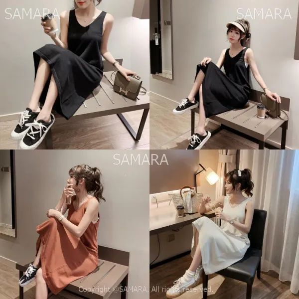 Qterra 특허브랜드 루즈핏 여성 빅사이즈 나시원피스 이너 니트 미디