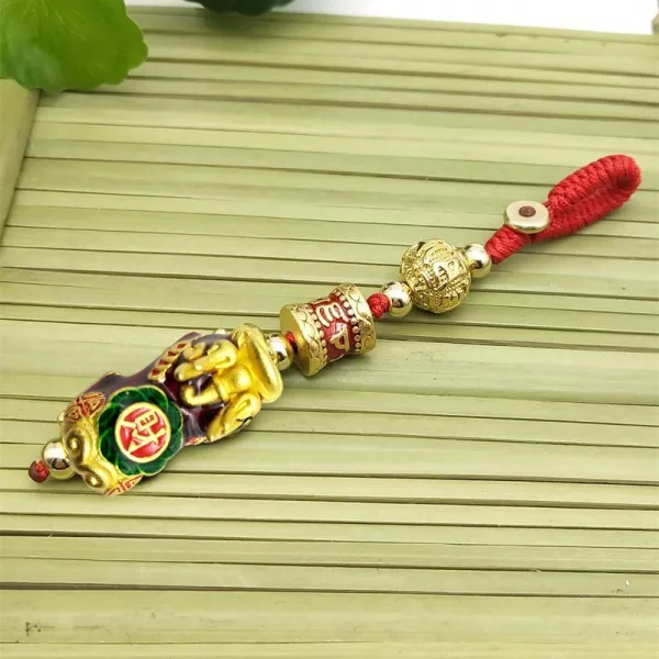 풍수선물 사금동고리 열쇠고리 남녀 DIY 핸드메이드 끈 편평하게, 1개, 감온 변색동사금고(모으기)+레드