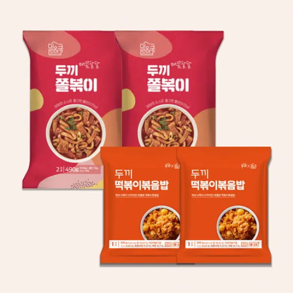 [두끼] 쫄볶이 2팩 + 떡볶이볶음밥 2팩, 단품