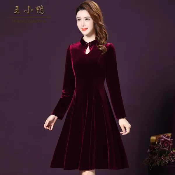슬립원피스 왕소 여성원피스 2020뉴타입 결혼식 결혼잔치 벨벳 우아한분위기 슬림핏 어머니스타일 예복