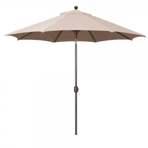 Galtech 9- 발 (모델 737) 앤틱 브론즈 프레임과 Sunbrella 패브릭 타 우프가있는 디럭스 자동 틸트 우산 (확장 프레임 보증인