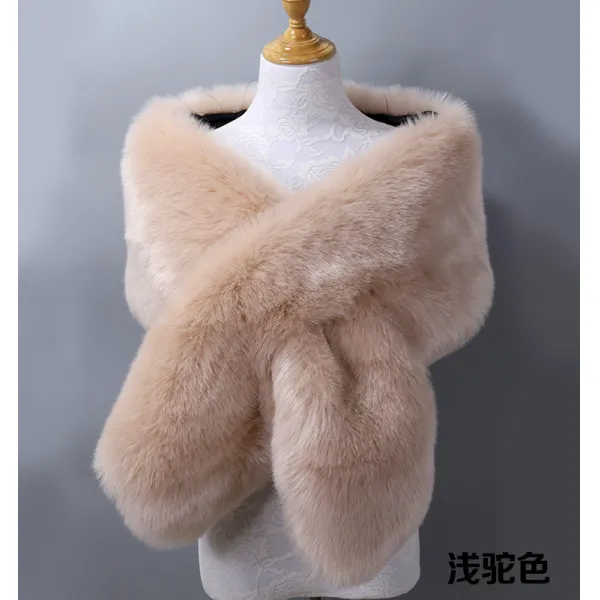 넥케이프 겨울모방 밍크 여자숄더 무대 저녘파티 예복스커트 케이프 스카프 목도리 모조카라 화이트