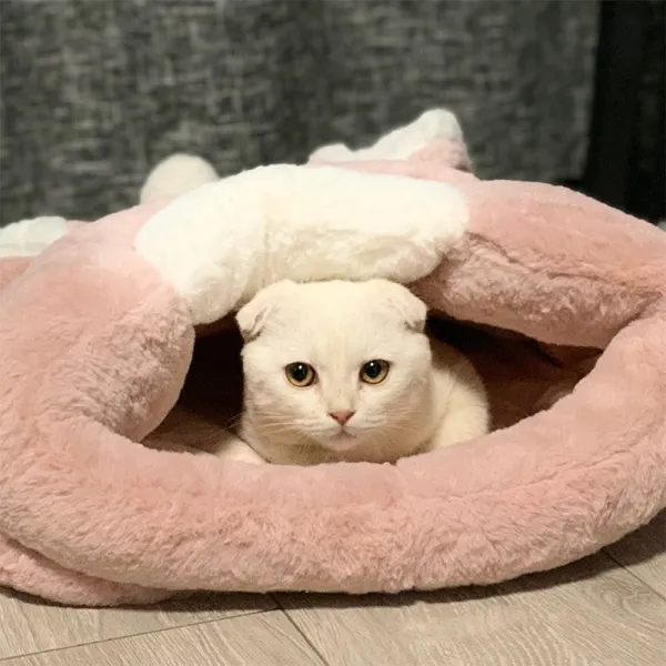 어반30 고양이 겨울집 숨숨집 캣독 겨울 보온 캣츠 몽골백 딥 슬리핑 폐쇄형 펫 캣, (업그레이드) 핑크 분리 세탁 가능 괘상