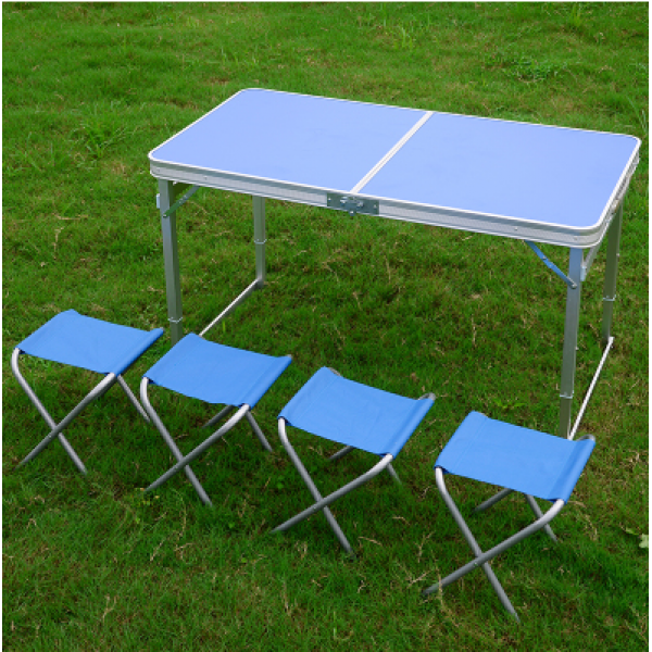 지에스컬쳐 휴대용접이식테이블 사파리 자 휴대용트 가정용 1 2메터 각파이프 보강 책상테이블 노점 나룻배 심플 각파이프 블루 _4개 스툴
