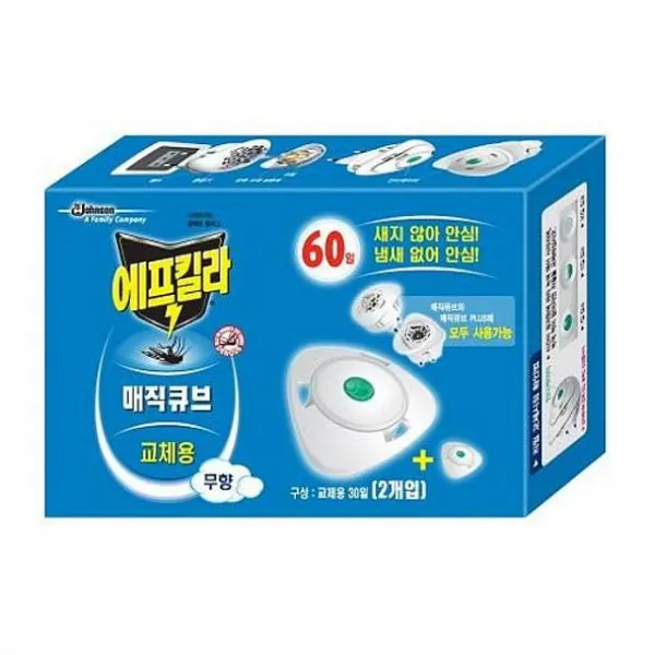 캠프힐링 묶음상품 에프킬라매직큐브60일 리필 30일x2개 X6개 모기 파리 살충제 1