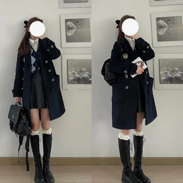 더블코트옷 테이블 대학대학대학대학대학 등에 참여하다 겨울 가을 셋업 넥코트 하프기장 JK 유니폼 뱃지 2787542413