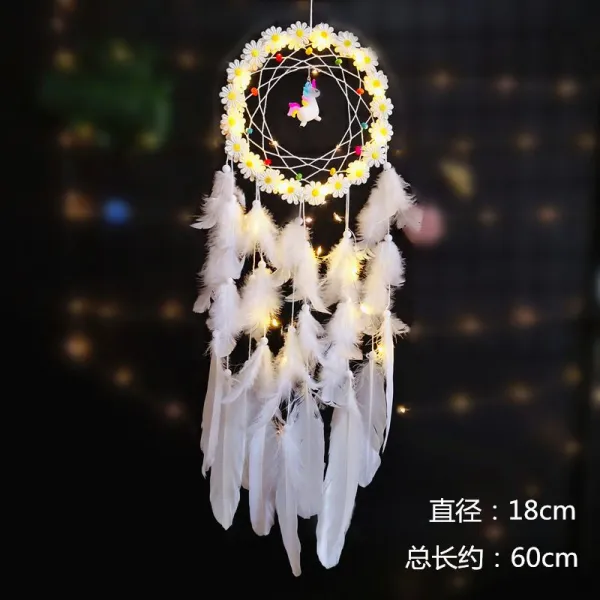 데이터글로벌 유니콘 소녀마음 모빌 후우링 풍경 풍령 숲 드림그물을 덮쳐 보완하다해머링 장식 작은 벽걸이 부품 화이트 유니콘 구매하면 1 6