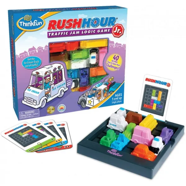 5 세 이상의 소년과 소녀를위한 ThinkFun Rush Hour 주니어 교통 체증 논리 게임 및 STEM 장난감-Interna, 단일상품