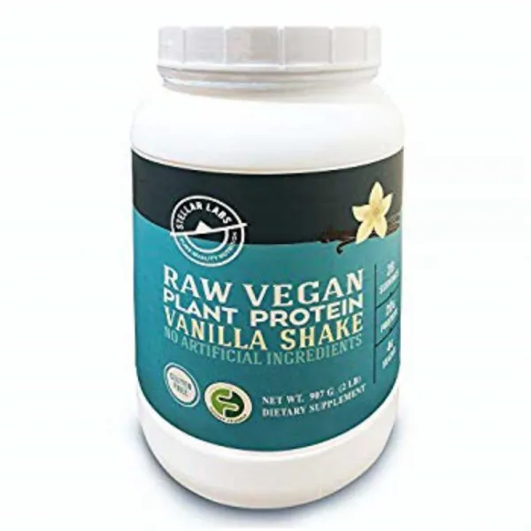  구매대행 Stellar Labs Raw Vegan Plant Protein Vanilla Powder Gluten Free Fodmap Friendly 28 Servings 32oz 1