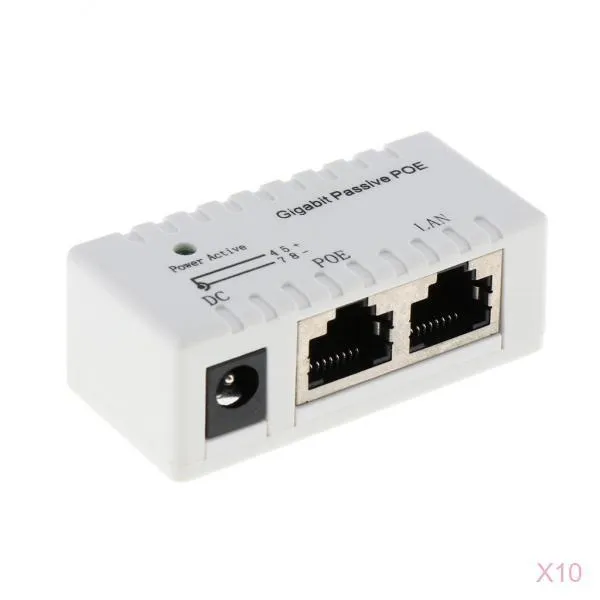 STKRJ45 PoE 백색에 이더 네트 RJ45 자료에 10 PC 수동적 인 PoE 인젝터 힘, 단일상품