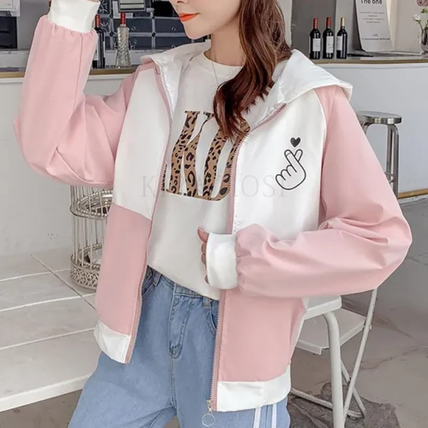 kirahosi 스페셜 여성 가을 긴팔 후드 코트 봄 여자 캐주얼 점퍼 자켓 상의 197 HR8+덧신 증정 Q47hid7