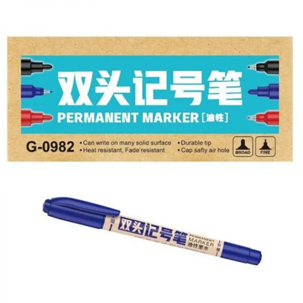 금만년 단두/쌍두 기호필 물류용 만년필 마크 펜표식펜은 검은색/남색/붉은색/흰색 여러종으로 0982 작은 쌍두남색 한갑 10자루를 선택할수 있다, 상세페이지 참조, 상세페이지 참조