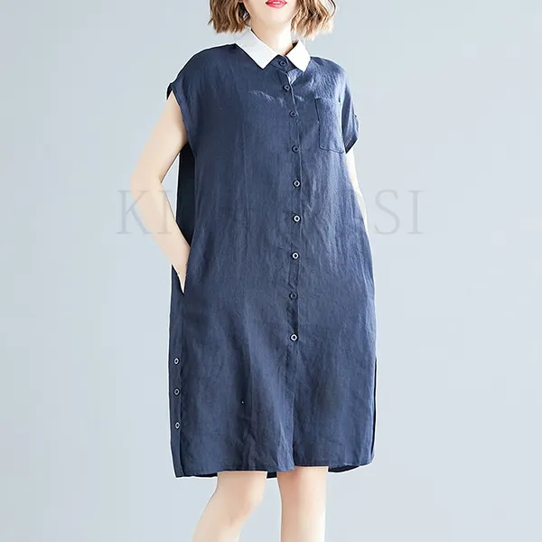 kirahosi 해랑 5 여성 빅사이즈 여름 린넨 원피스 롱 마 플라워 루즈핏 172 BU7ugjf