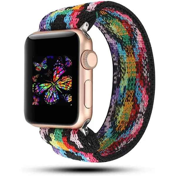 애플워치 밴드 38mm 40mm 42mm 44mm iWatch 시리즈 6 SE 5 4 3 2 1 스트레치 탄성 Wristbelt Boho 38 40mm 일반 대형 손목용 OnederHome Stretchy Sport Loop Strap 호환성, 상세페이지 참조, 상세페이지 참조