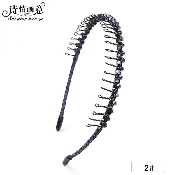 헤어밴드 머리띠 여백이 외출헤어카드 다진 머리베일 심플한 한국 헤어 여단 세안 테이프 이빨 미끄럼 방, 단일옵션, 02#네이비
