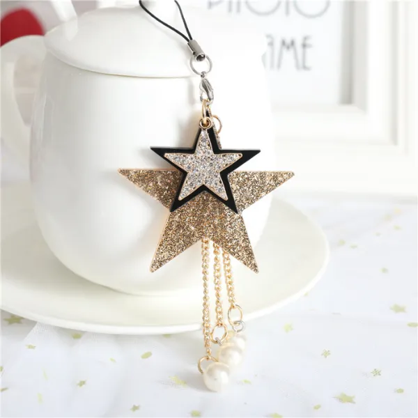 휴대폰줄 뉴타입 귀여운 남녀 판타곤 큐빅 별 U팔짱을 기계케이스 가방고리 장식품 목걸이 선물 T02 세알 인조진주 스타일 기본