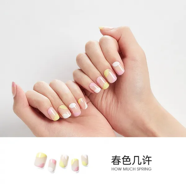 네일아트파츠 DASHINGDIVA 면함 굽다 완제품 지속 탈착 착용 스티커 4882780922, 봄 색 얼마간