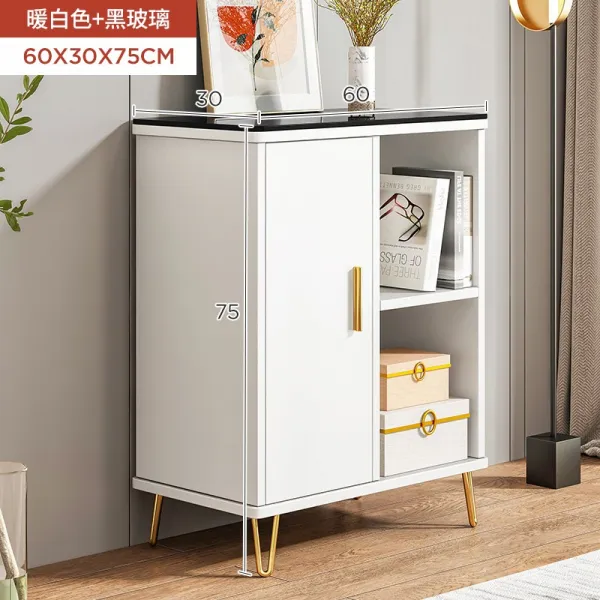 가볍게 사치한 TV거실장 현대 심플 높이다 타입 티비 허브랙 콤비네이션 하고 있다 붙박이식 수납장 유리를 끼우다 캐비닛, 조립 가장자리 장식장 따뜻함 화이트 _블랙
