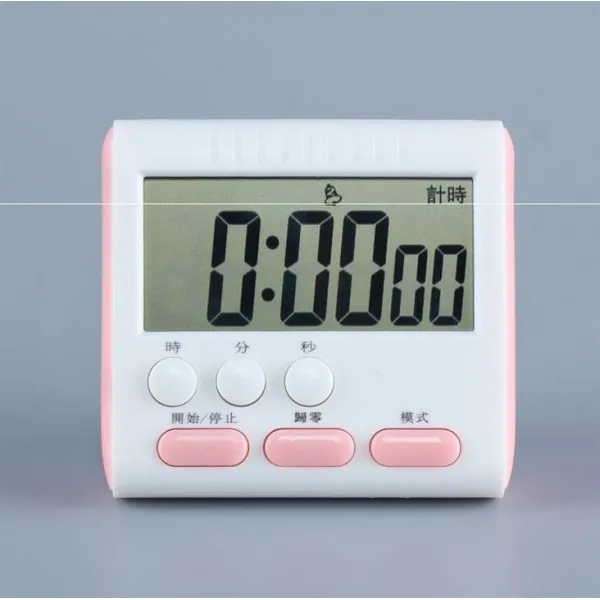 쿠킹타이머 주방 타이머 알람시계 상업용 카운트다운 홈웨어 편안한 주의사항 연습문제 구석 학생 가정용 큰액정, T09-(업그레이드)네모형(핑크)(가능던지기 1초-24