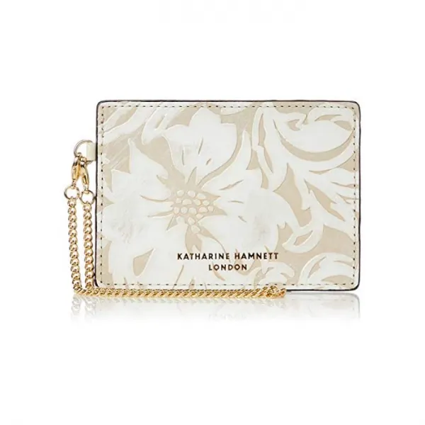 KATHARINE HAMNETT LONDON (캐서린 런던) [캐서린 런던] 지갑 패스 케이스 정기권 체인 포함 나데시코 KHP430 아이보리