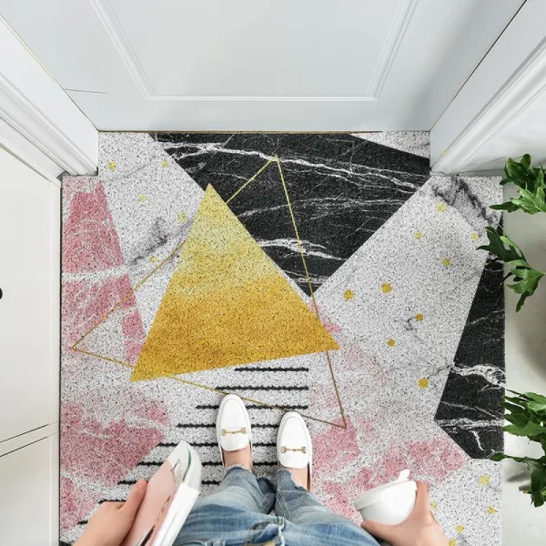 브 루 로 망 은 문 앞 에 매트 를 깔 고 실 을 깔 고 미끄럼 을 방지 하 며 자 를 수 있 는 맞 춤 형 발판 인 스 북유럽 베 이 직 카펫 파우더 인 금 대리석 145 X180 Cm 입 니 다.