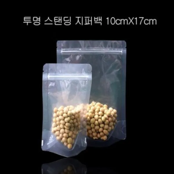 UJL099765100매 PET 스탠딩 지퍼백 투명 봉투 지퍼팩 10X17cm, 사이즈-10cmX17cm 밑지3cm_밑면6cm