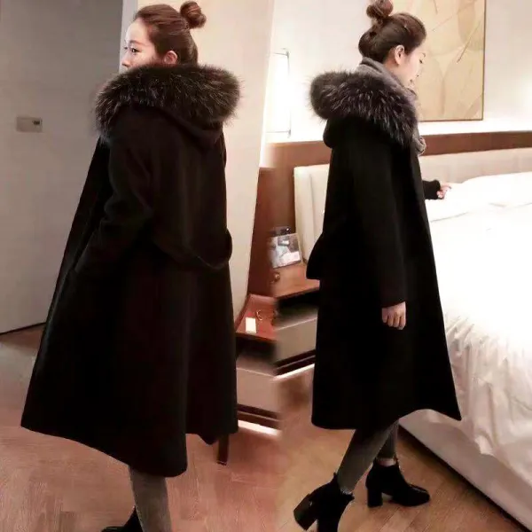 Okseller1 겨울 데일리룩 모직 루즈핏 퍼코트