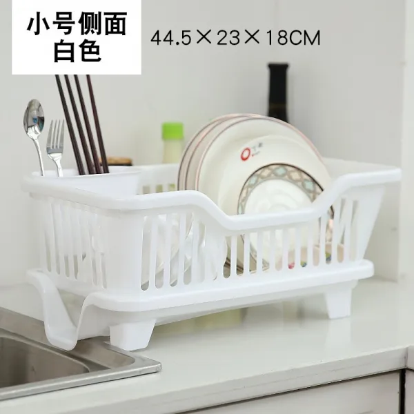 식기건조대 가정용 물빠짐 구멍뚫는 더블층 낙숫물 3층 주방 플라스틱그릇 그릇걸이 물, T08-측면 화이트스몰 호