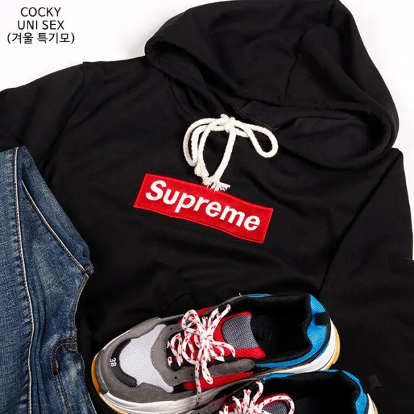  Cocky 슈프림 베이직 Free 기모 후드티 남녀공용 겨울특기모 
