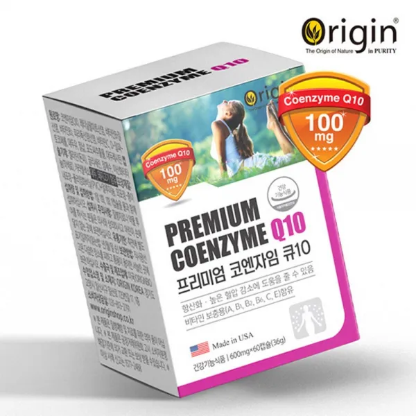 ORIGIN 코엔자임Q10 유비귀놀 비타민 활성산소제거 ace효소 중장년층 혈압 혈액순환 항산화 난소기능개선, 1개, 600mg60캡슐