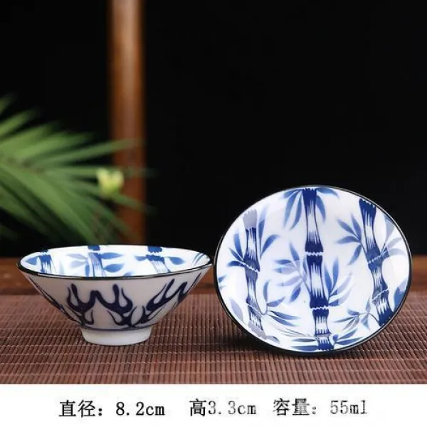 파란색과 흰색 도자기 세라믹 쿵푸 차 세트 차 시음 컵 작은 차 컵 마스터 컵 차 컵 모자 에나멜 컬러 향기로운 컵 꾸준히 상승