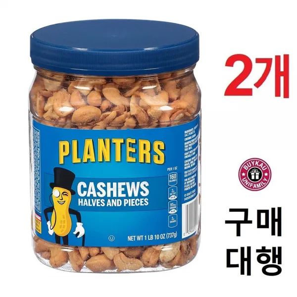 Planters 플랜터스 반쪽 솔티드 캐슈 737g x2, 2개