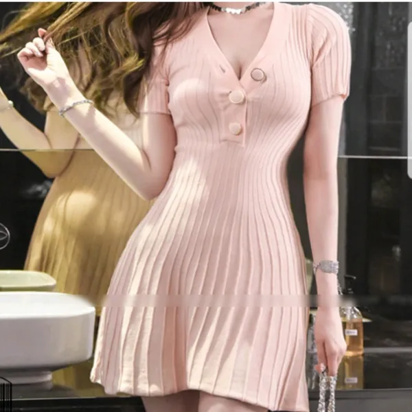 나라라오리 Rs 신상원피스 샤스타일 니트원피스 A라인 플레어 미니원피스