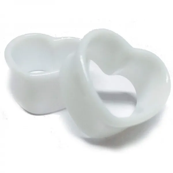 신비한 금속 몸 보석 백색 아크릴 심장 갱도-0g-8mm-한 쌍으로 판매