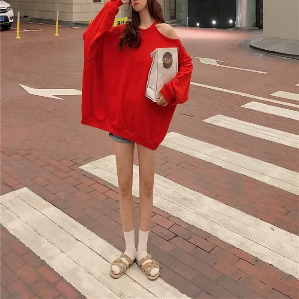 데일리 어깨트임 빅사이즈 긴팔티셔츠