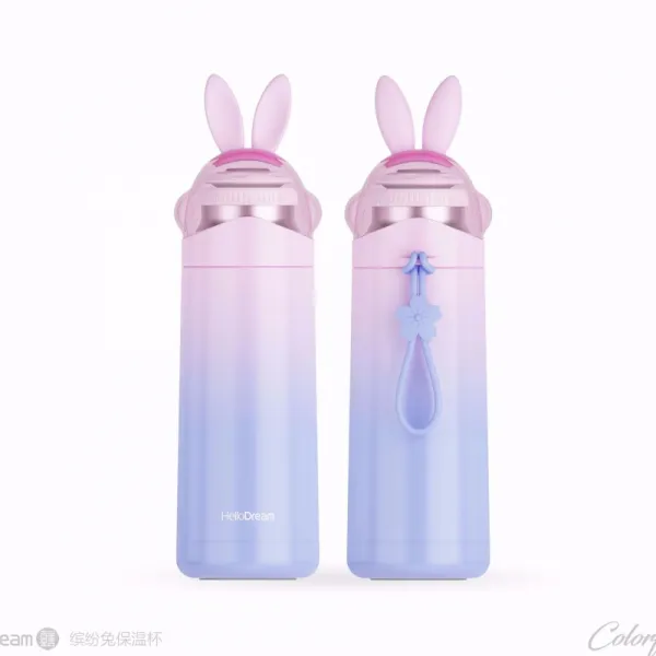 큐트 텀블러 304 독창적 여성 학생 컵 핏방울 스타일리쉬 물컵, 화려함 토끼 보라색