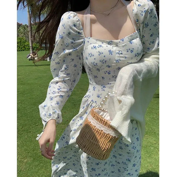 다음에 만나면 봄!!입다 마음 녹는다 크림 블루 플라워 스커트 화이트 워터우먼 신상 10% 할인