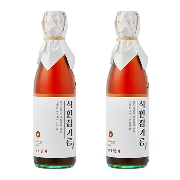 꼬소명가 착한참기름 전통 압착방식 통참깨 100% 350ml, 2병