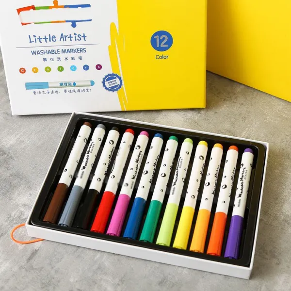 엠제이핸즈 Gelsp204b 접시 포토 그래피티 낙서 물세탁 가능 색연필 마커펜 12 색상 그림참조 12 개 포장