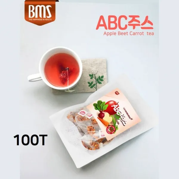 BMS ABC주스 공복 사과비트당근 비율 디톡스 클렌즈 쥬스 레드비트 건조 말린 껍질째 뿌리 통째로 건사과 건비트 건당근 ABC 티백 내장지방 뱃살 체지방 효과 후기, 1개, 100티백