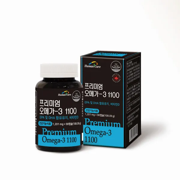 휴먼케어 프리미엄 오메가3 1100 비타민d 3개월분 혈중 중성 지질 혈행 개선 혈액순환 영양제 기억력 1개