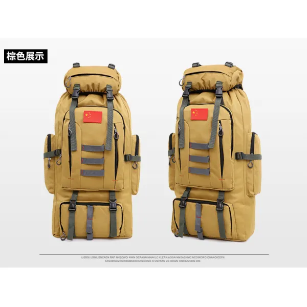 백팩 여행 가방 남자 대용량 개학에 장거리 전화하다 주머니 오버사이즈 야외 등산 80L 캠핑 1631678187, 카키브라운
