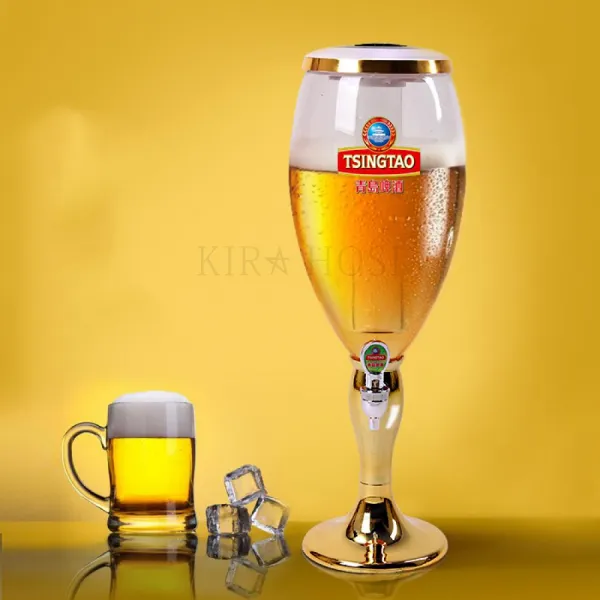 KTV 홈바 맥주타워 맥주피쳐 호프통 핫 파티 6호 kirahosi 6호+ 덧신 증정 Wvdi464, 골드 3L+색등+고드름, 1