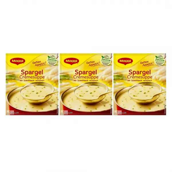 (미국) From Germany Maggi Guten Appetit Asparagus Cream Soup Pack of 3 아스파라거스 크림 스프 3 팩, 단일상품