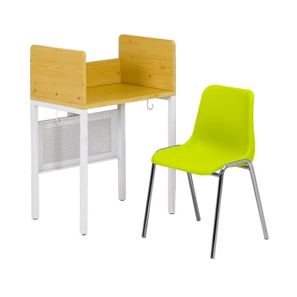 하이스위티 1인용 학원 독서실책걸상세트 1525 W650 책상 화이트비취/의자 머스타드