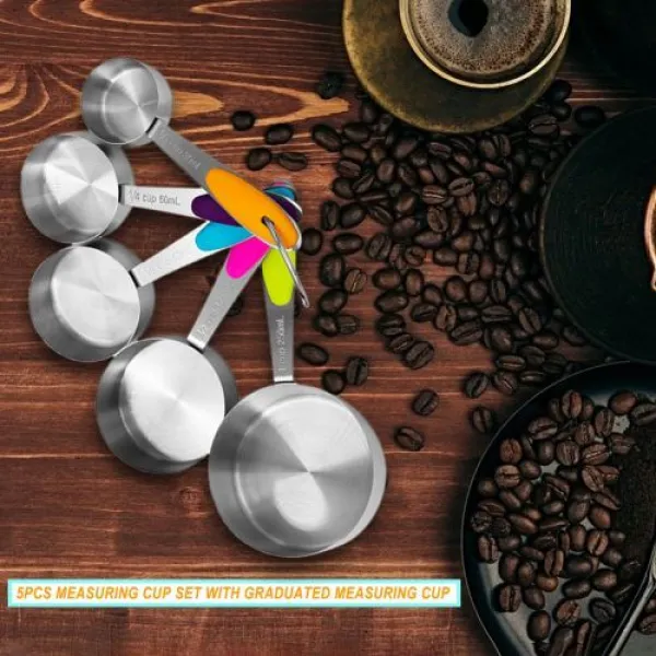 [해외] 10PCS 스테인리스 측정 숟가락 LIGH움 및 휴 성 부엌 베이킹 식기에 한 공간 점유 조미료 컵 없음, 상세내용표시