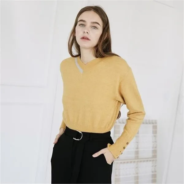 [바이바이섭] [바이바이섭]COLOR BLOCK PULLOVER MURSTARD[A]