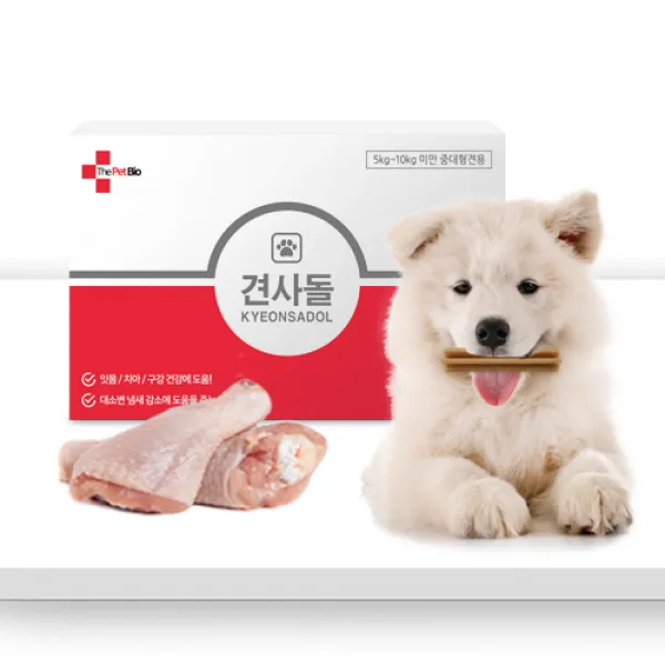 견사돌 1박스+2봉 치석제거 잇몸건강 간식 닭고기첨가 껌 강아지 간식 애견 간식, 중대형견용,닭고기[10(+2)개입]