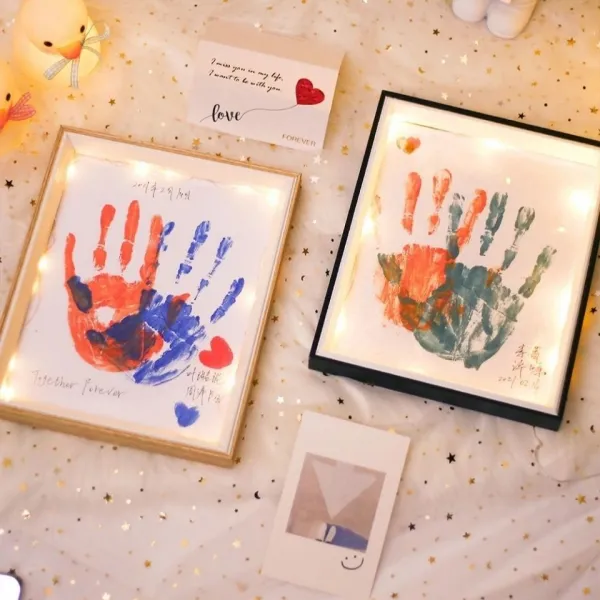 커플캔버스액자 기념 520DIY 지장 생일선물 여학생 남자 친구 트윈 창조하다 2428152874, 원목색 액자 -커플 타입 액자 2개
