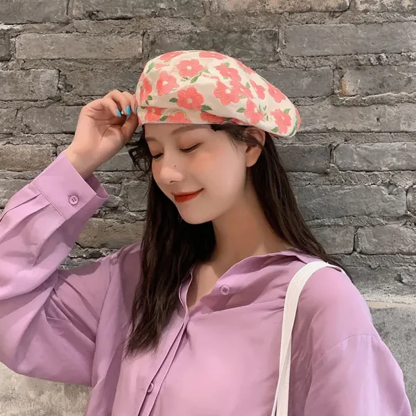 위파인더 자수 일 작은 꽃 계열의 소수파 베레로 여름에 얇은 봄 ins 닷컴 빨간 모자 여자용 모자가 늘고 있다. 신문 아동 화가